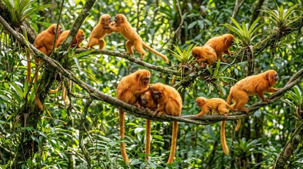 Quels sont les signes d'une bonne intégration sociale chez un groupe de tamarins lions?